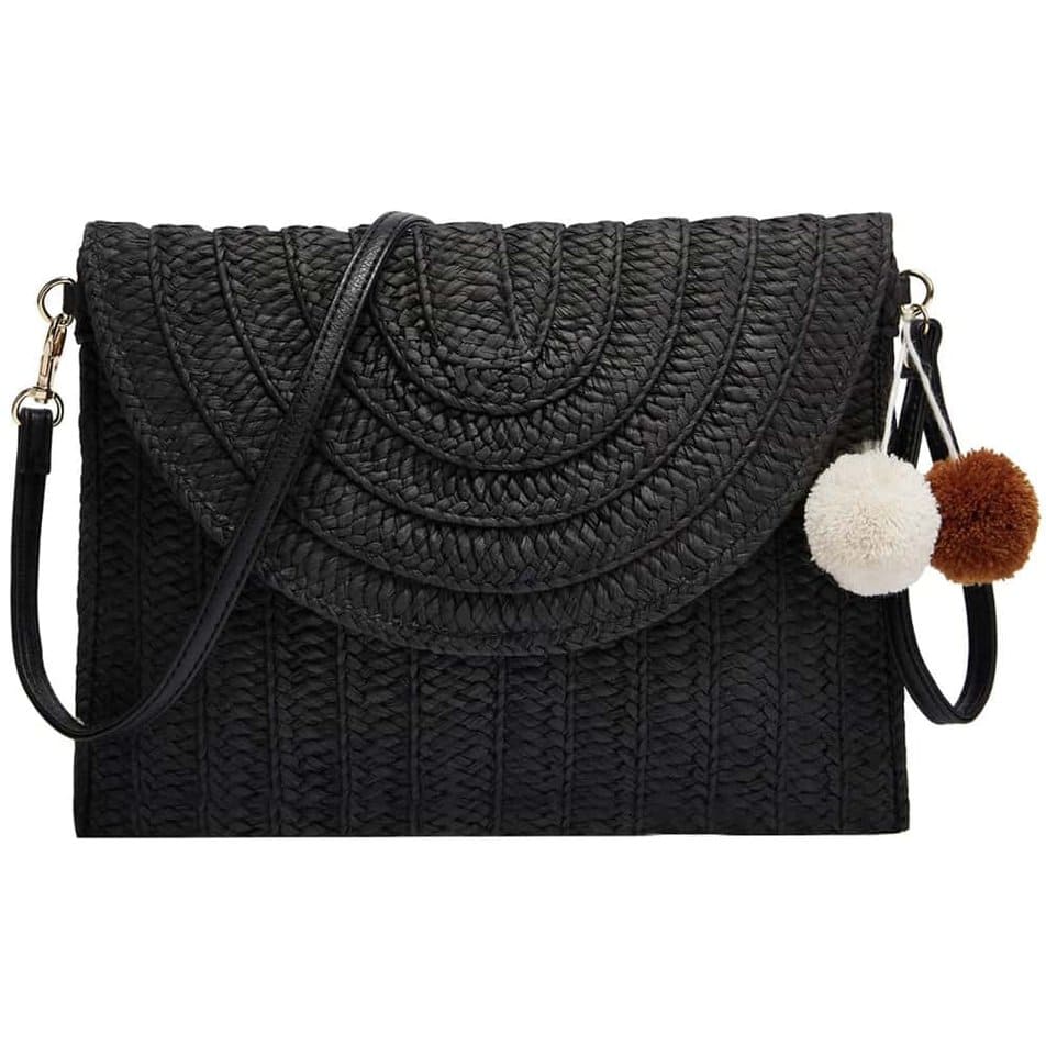 Sac shop paille noir